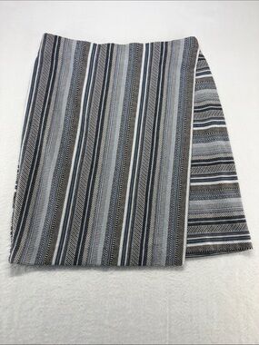 J. Jill Tribal Aztec Stripe Wrap Skirt Blue Tan White Size XS